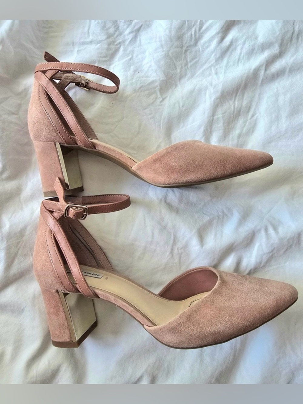 Alex Marie dusty pink suede low block heel shoes ankle strap sz 7